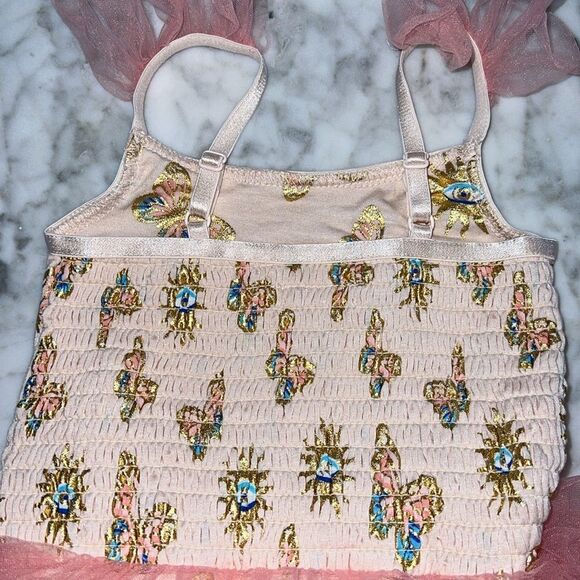 POSH PEANUT FIONA RUFFLED TULLE SMOCKED BODYSUIT DRESS 2T - Picture 8 of 8